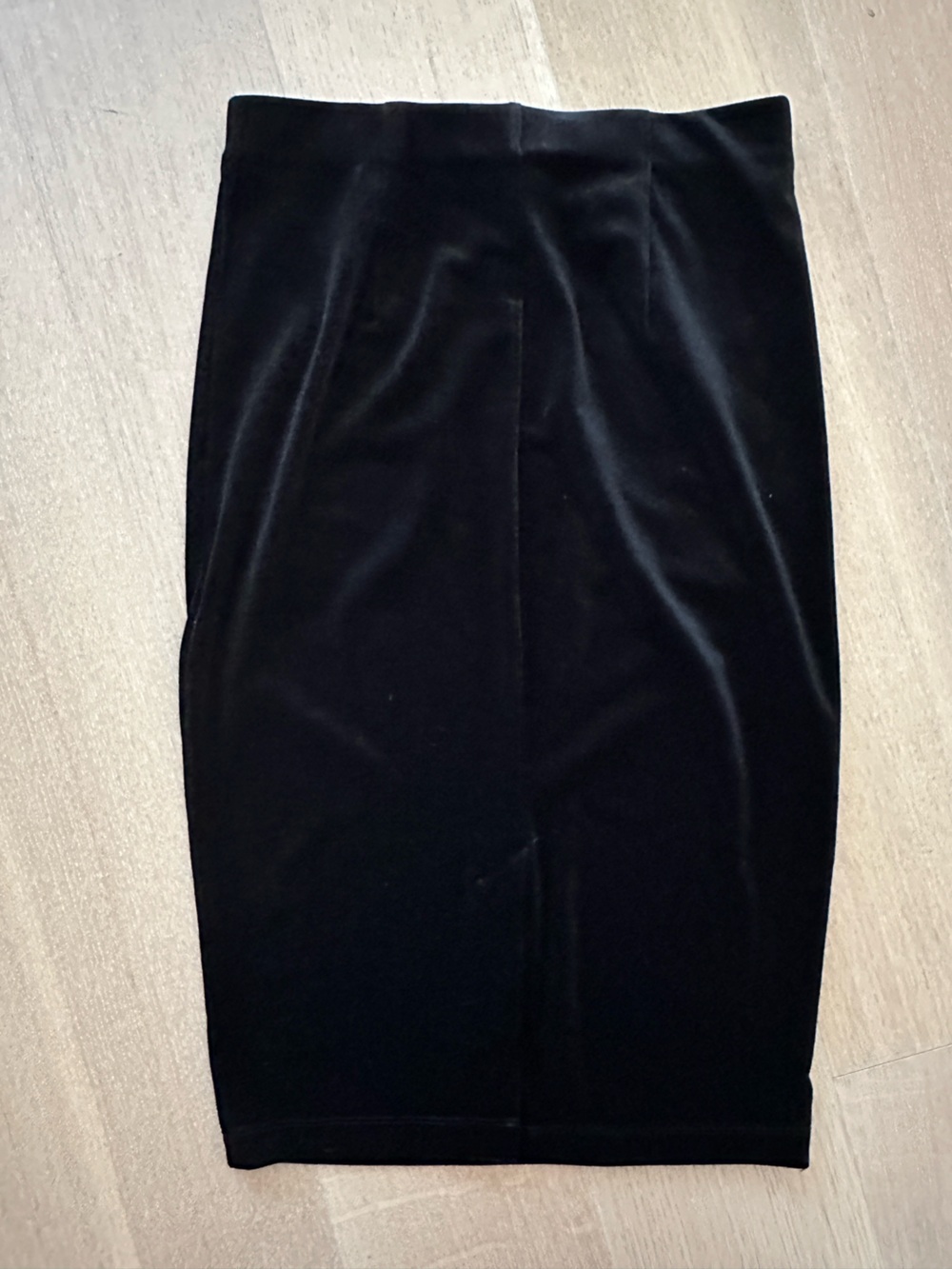 Dynamite Black Velvet Pencil Skirt Women's Small Elastic Waist Midi Slit Back